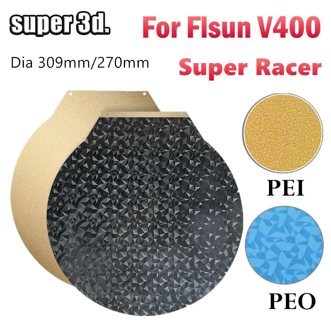 Plaque ronde PEO pour Flsun V400 SR pei, feuille de PEO en