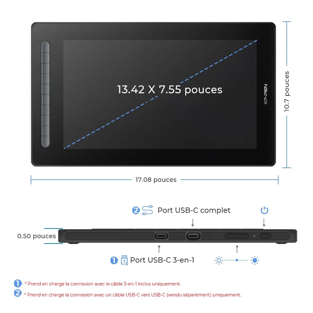 XPPen Artist 16 (Gen 3) Écran de dessin portable de 15, 4