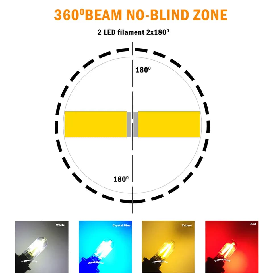 W5W led T10 cob verre lumière de voiture Led filament auto