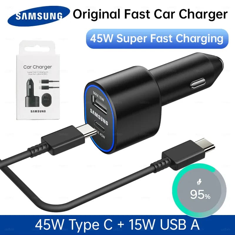 Chargeur de voiture USB-C 45W d'origine, câble de charge