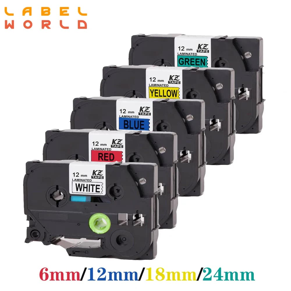 Bandes d'étiquettes multicolores, 6mm/9mm/12mm/18mm/24mm x