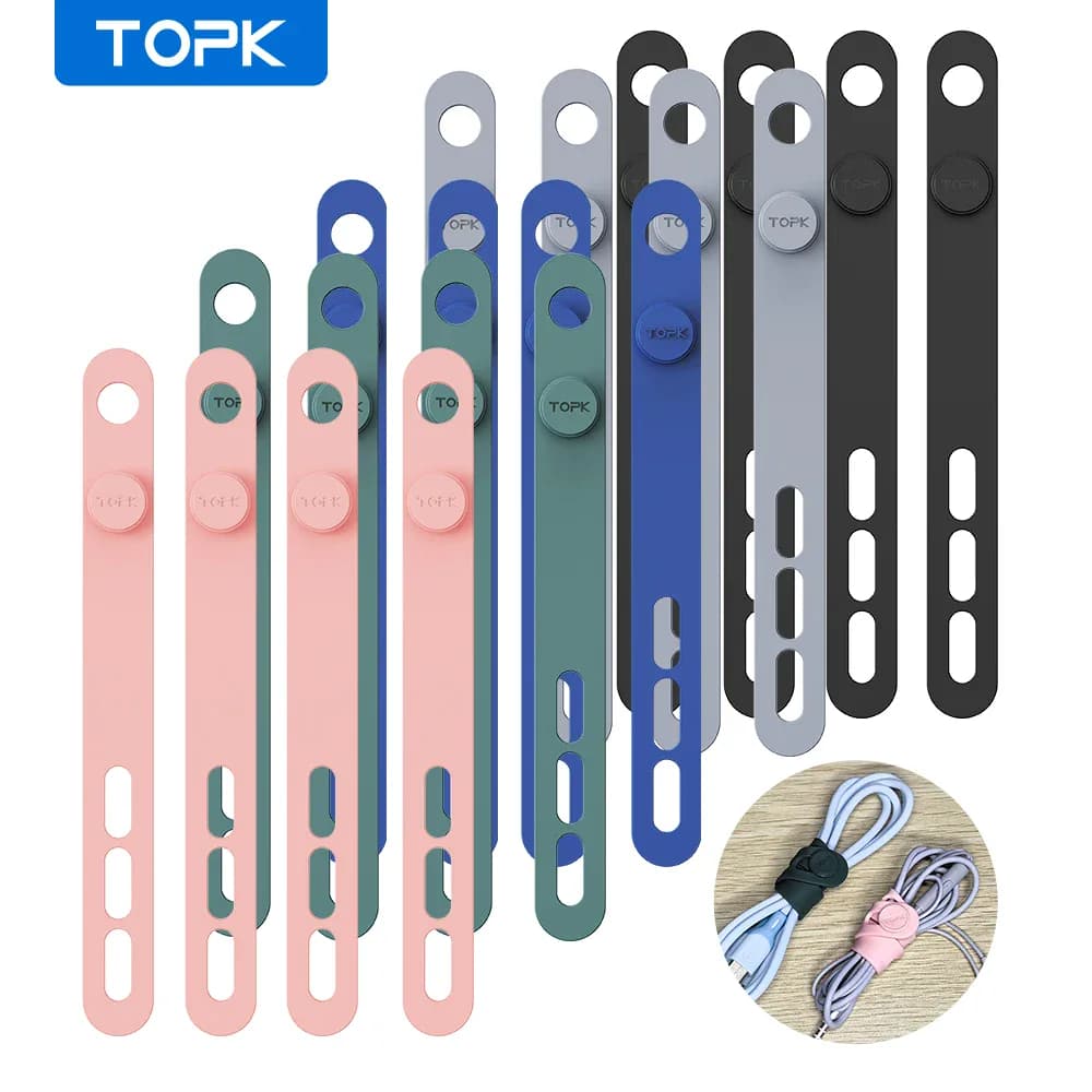 Attaches de câble en silicone réutilisables lot de 20