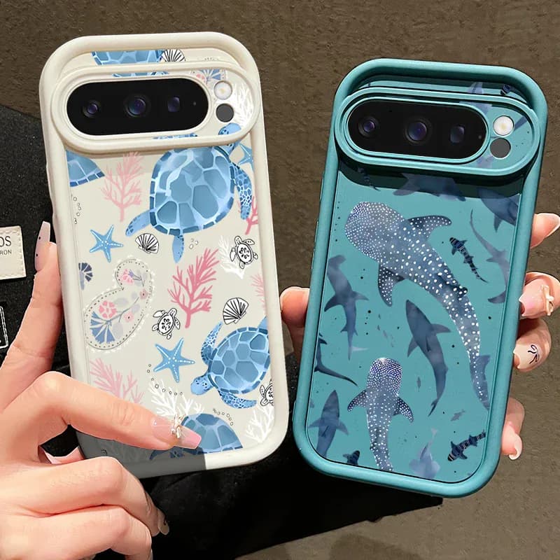 Coque souple d'été imprimé tortue océan dauphin pour Google