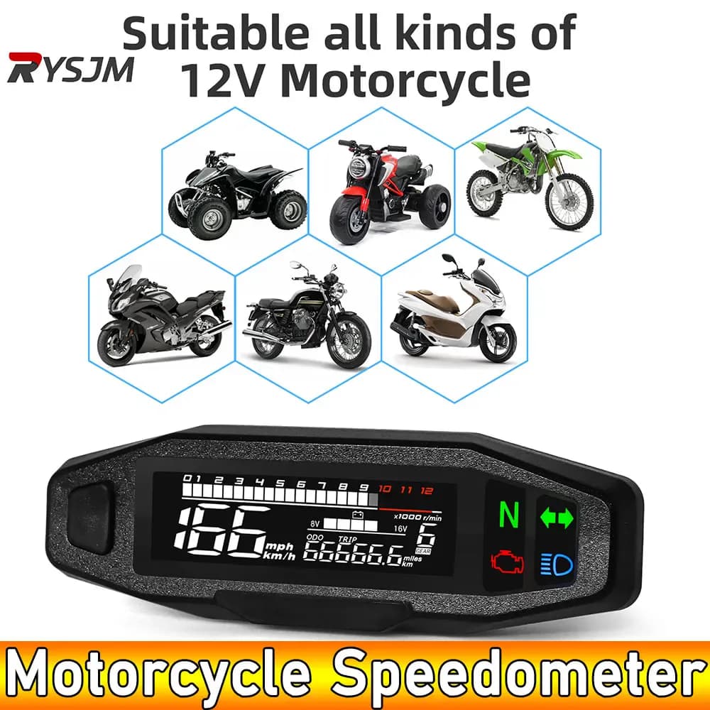 Compteur de vitesse numérique universel à écran LED pour moto