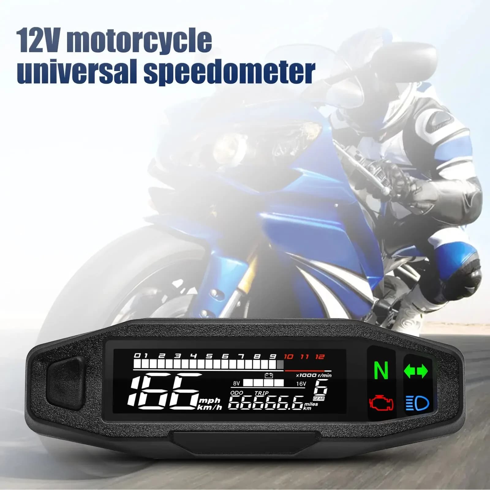 Compteur de vitesse numérique universel pour moto