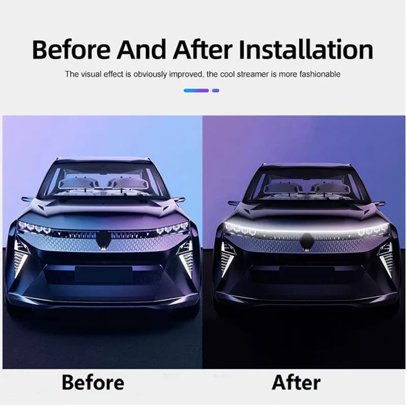 Feu de capot de voiture LED avec clignotant, balayage jaune