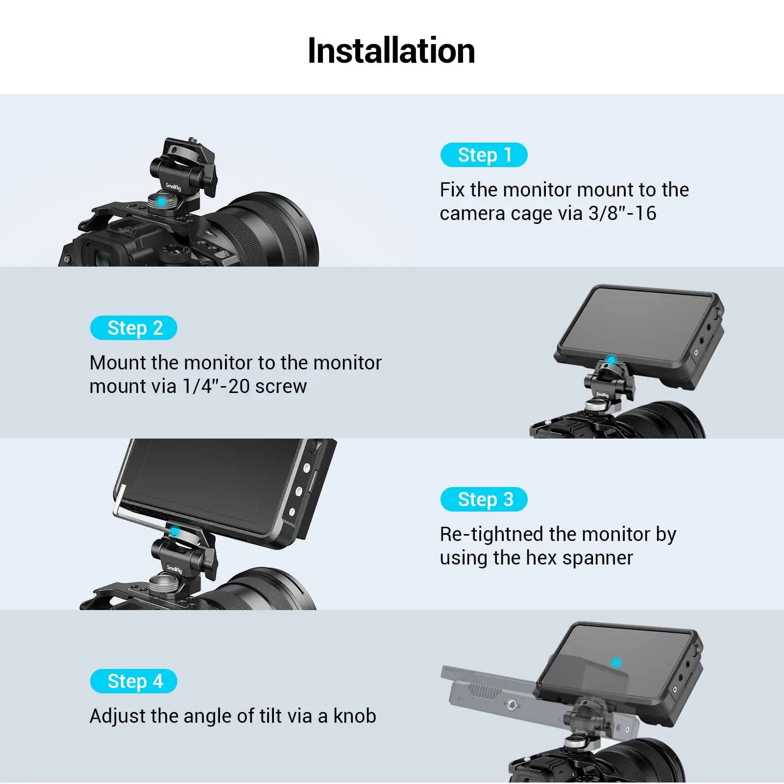 SmallRig – pince de caméra DSLR, pivotante et inclinable