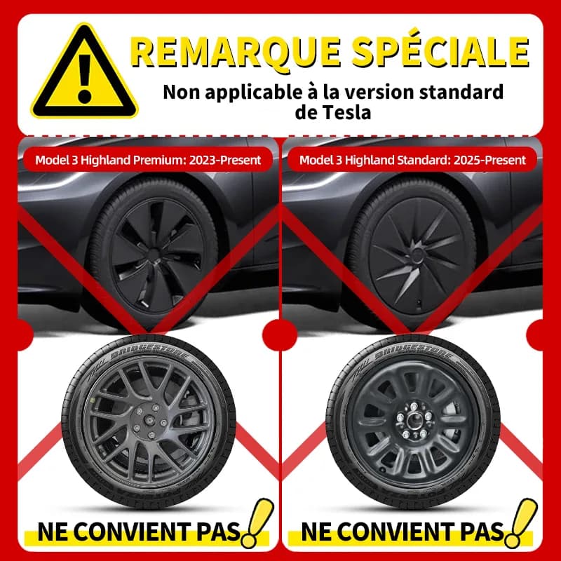 4 pièces conception pour TESLA modèle 3 2017-2023 18 pouces