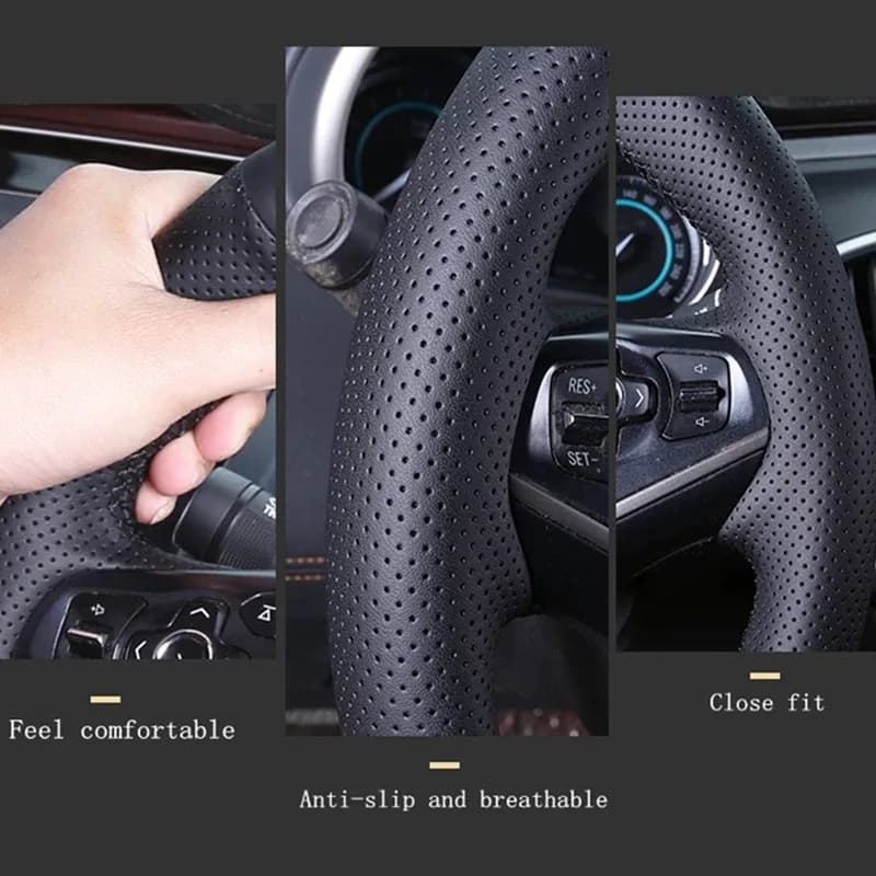 Housse de volant de voiture en cuir microfibre