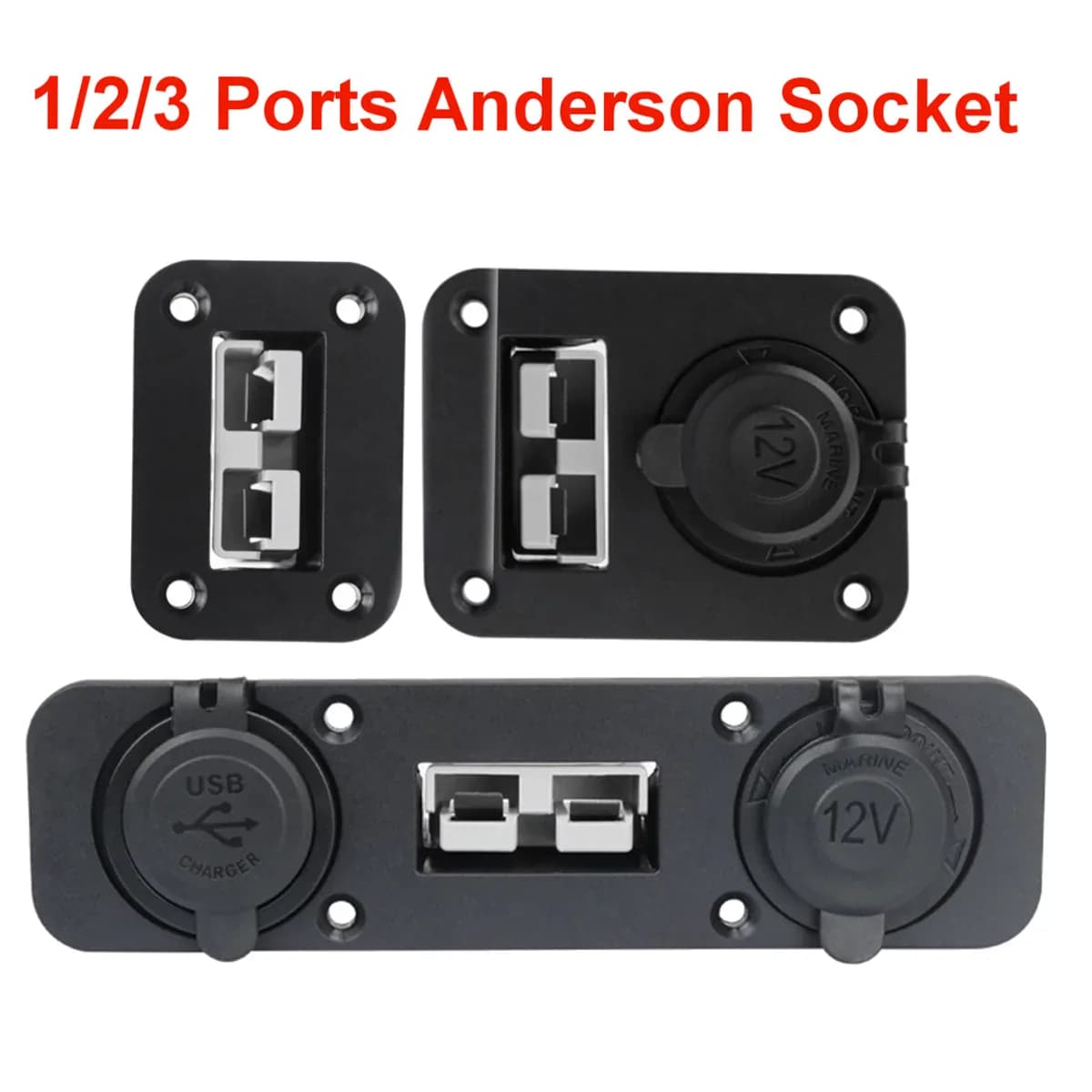 Prise encastrable Anderson 50A avec allume-cigare et USB