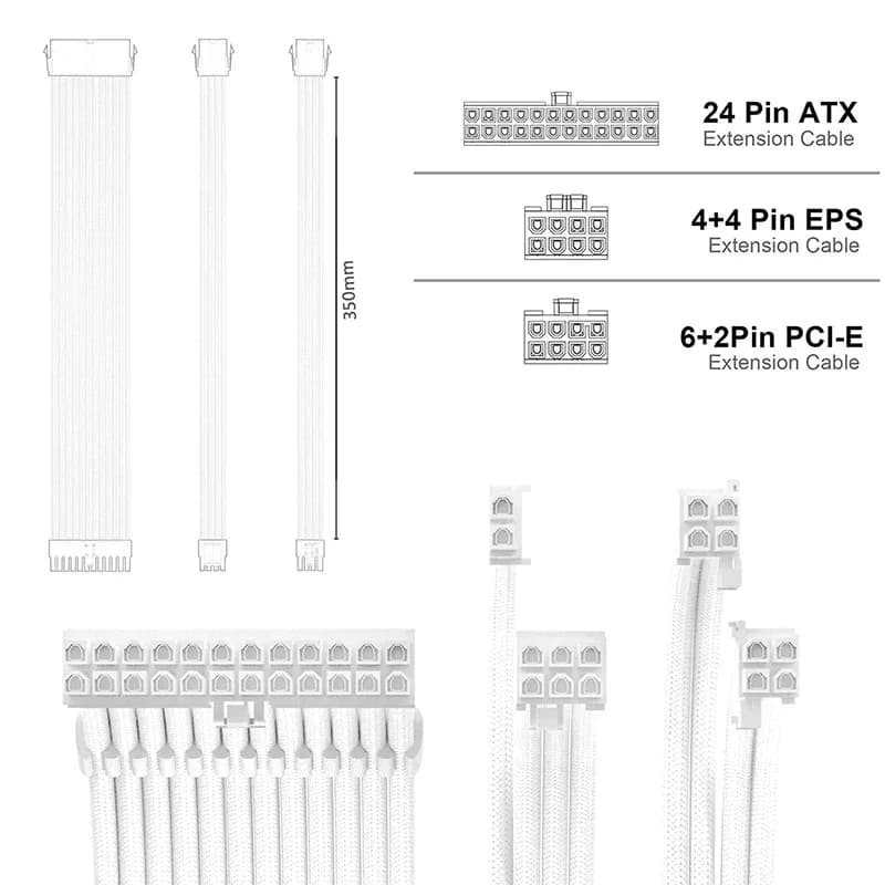 TEUCER 350mm ATX EPS PCI-E câble d'extension pour CPU GPU