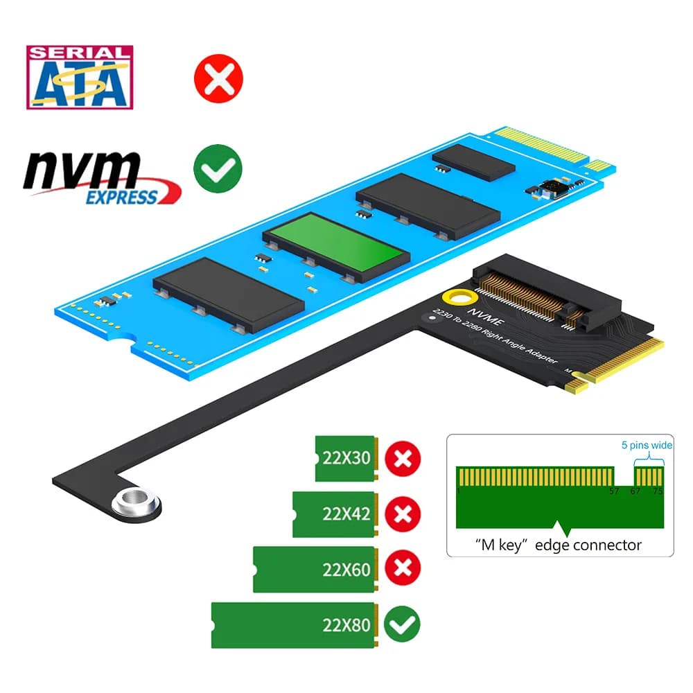 Adaptateur pour disque dur SSD 2230 à 2280, carte NVcloser