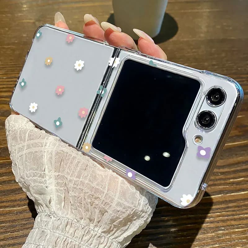 Étui pliant à motif de fleurs pour Samsung Galaxy Z Flip 7