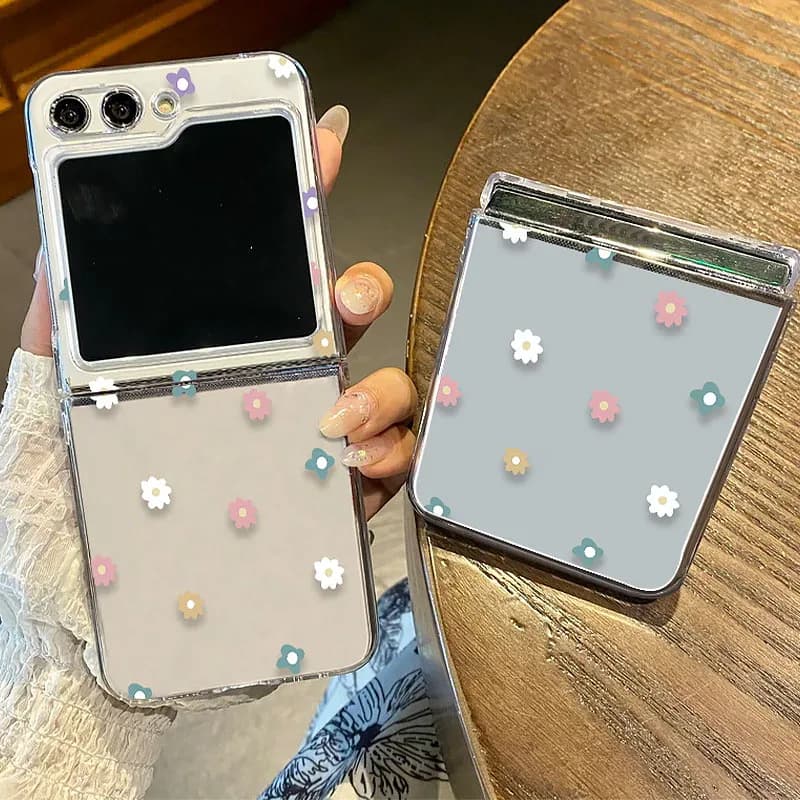 Étui pliant à motif de fleurs pour Samsung Galaxy Z Flip 7