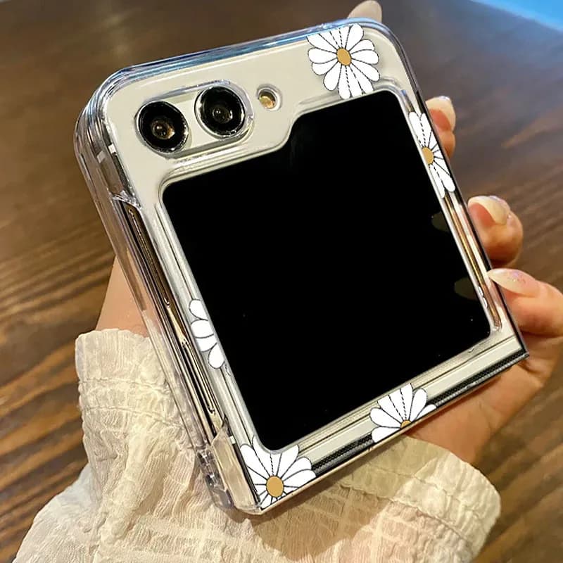 Étui pliant à motif de fleurs pour Samsung Galaxy Z Flip 7