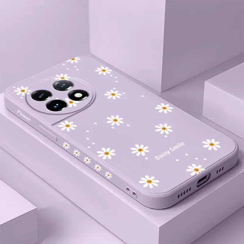 Coque de téléphone marguerite souriante, étui en Silicone