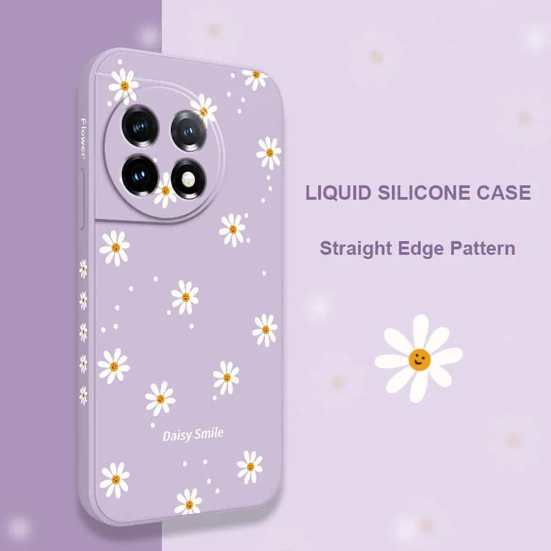 Coque de téléphone marguerite souriante, étui en Silicone