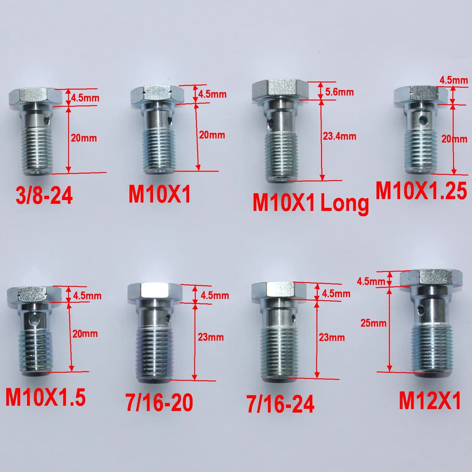 Boulons Banjo simples en Zinc 3/8-24, M10x1