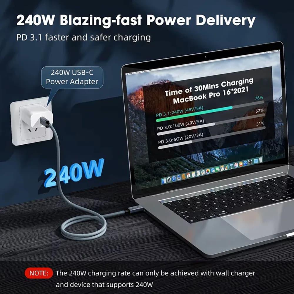 UGOURD-Câble Thunderbolt 4 USB Type-C vers C 240W, 40Gbps