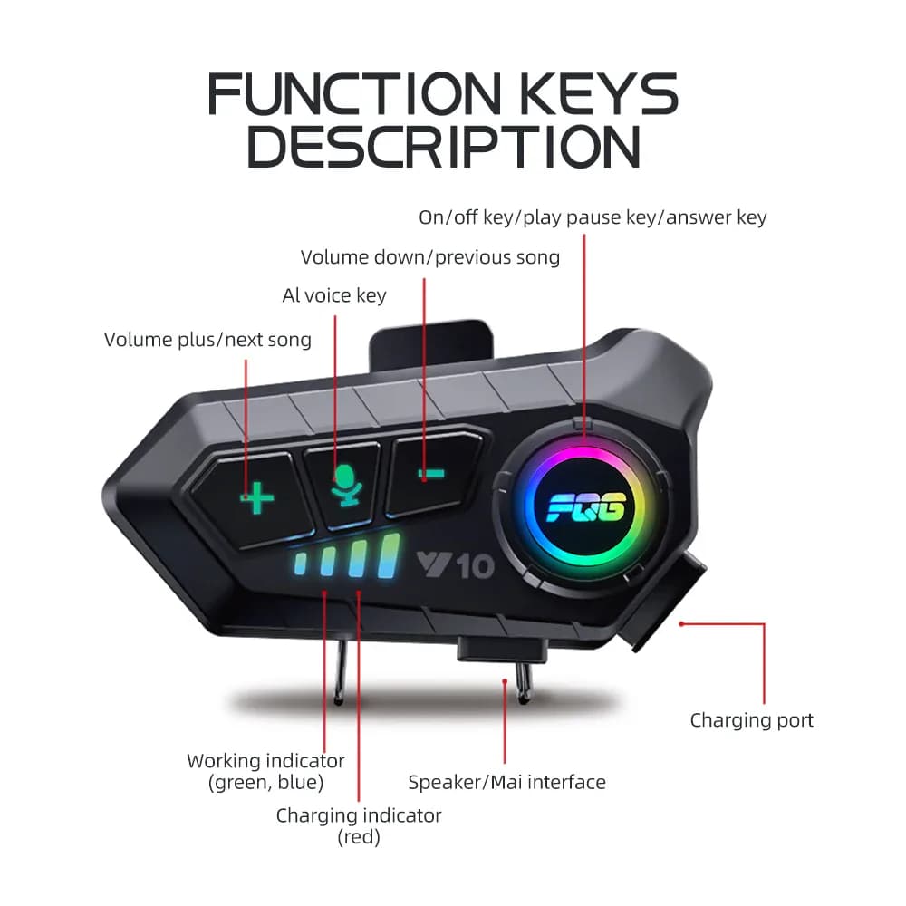 Casque de moto sans fil Bluetooth 5.3, kit de téléphone