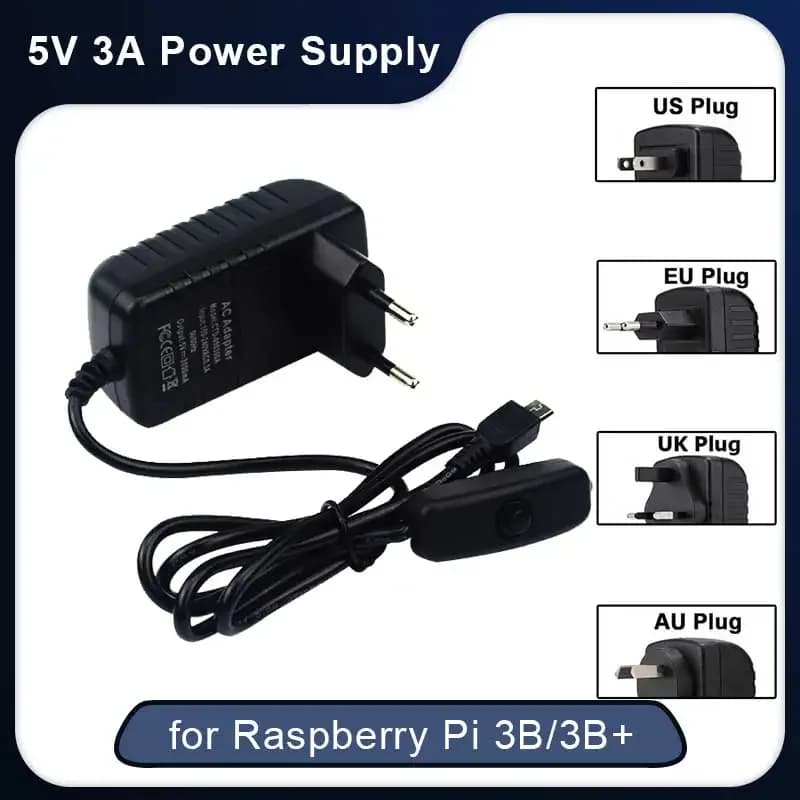 5V 3A Raspberry Pi 3 modèle B + alimentation Port Micro USB