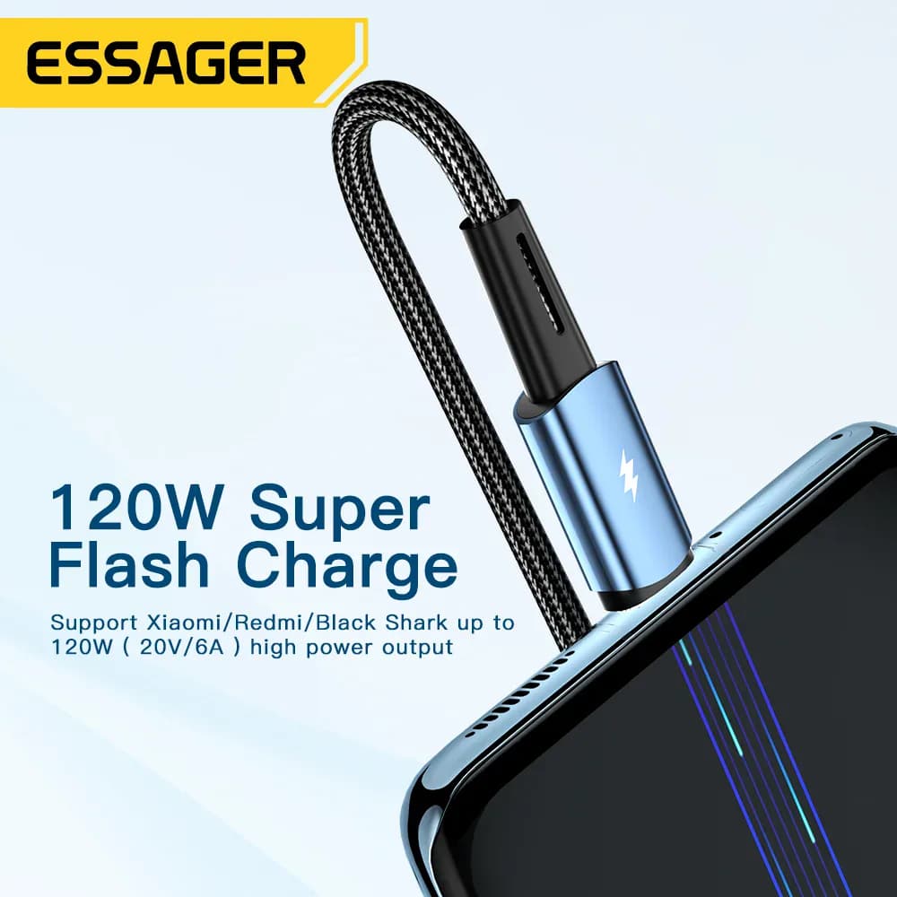 Essager 120W USB Type C câble pour Xiaomi 12Pro 6A pour