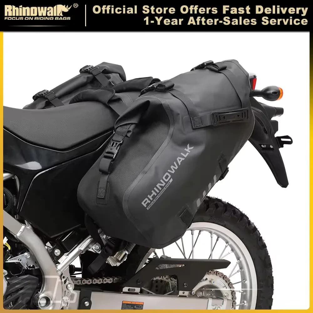 Sacoches de selle moto étanches Rhinowalk (paire, 18/28/48 L)