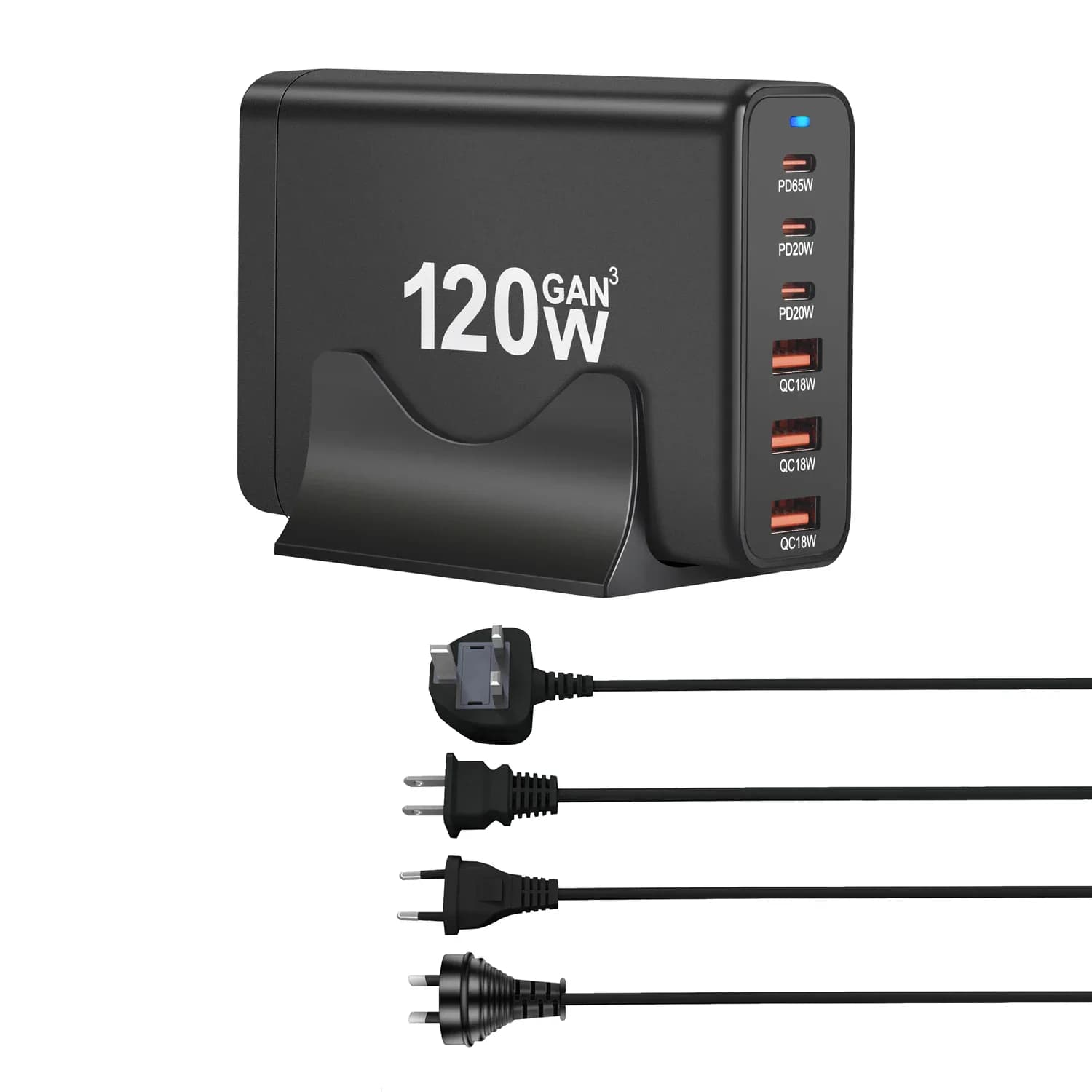 120W GAN Multi USB Station de charge 6 ports Hub Type C