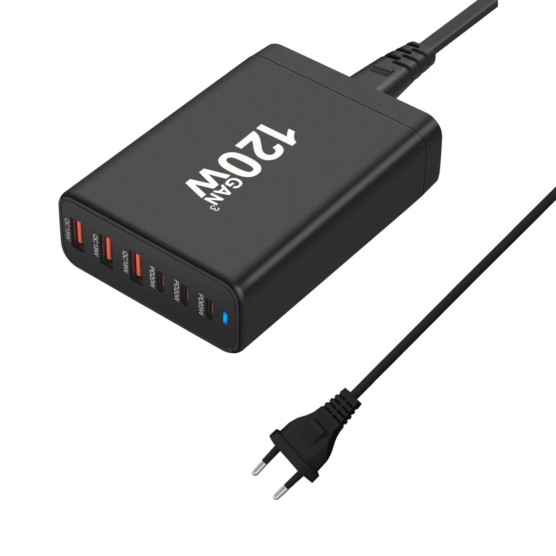 120W GAN Multi USB Station de charge 6 ports Hub Type C