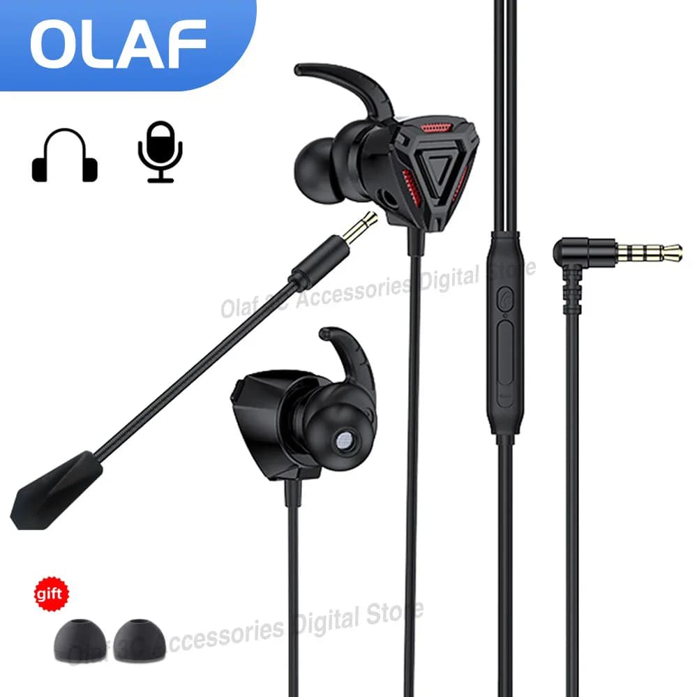 Écouteurs filaires gaming jack 3.5 mm avec micro