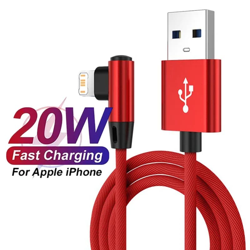Câble de chargement USB coudé à 90 degrés pour iPhone 11 12