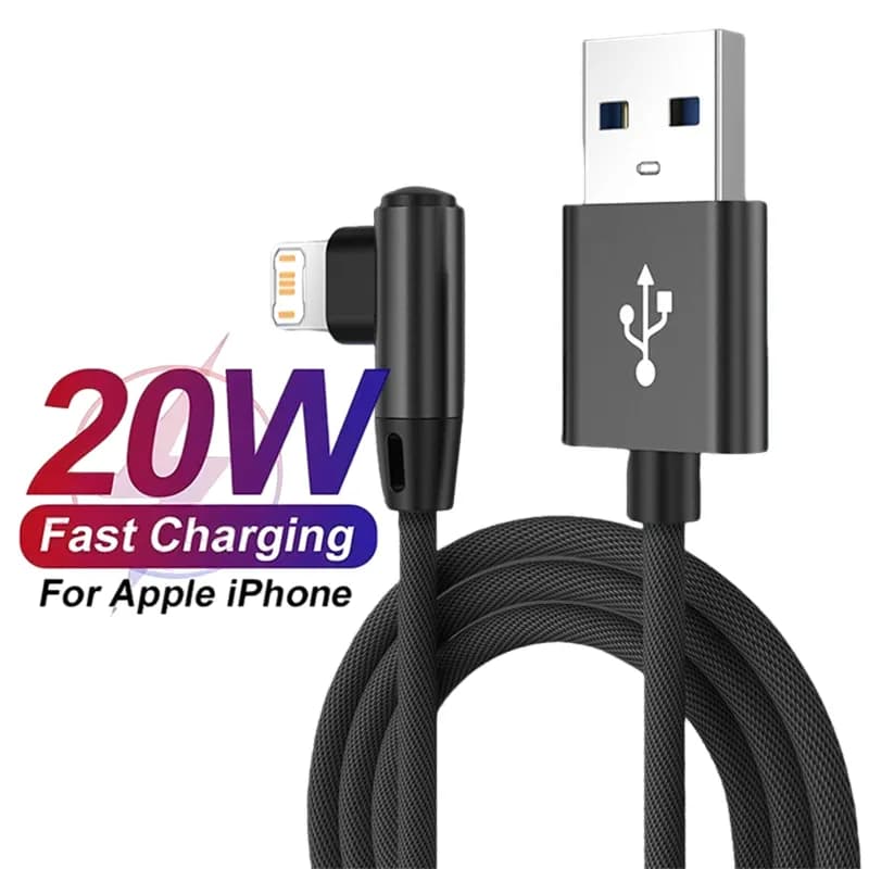 Câble de chargement USB coudé à 90 degrés pour iPhone 11 12