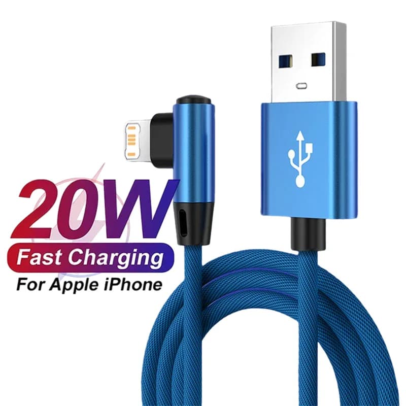 Câble de chargement USB coudé à 90 degrés pour iPhone 11 12