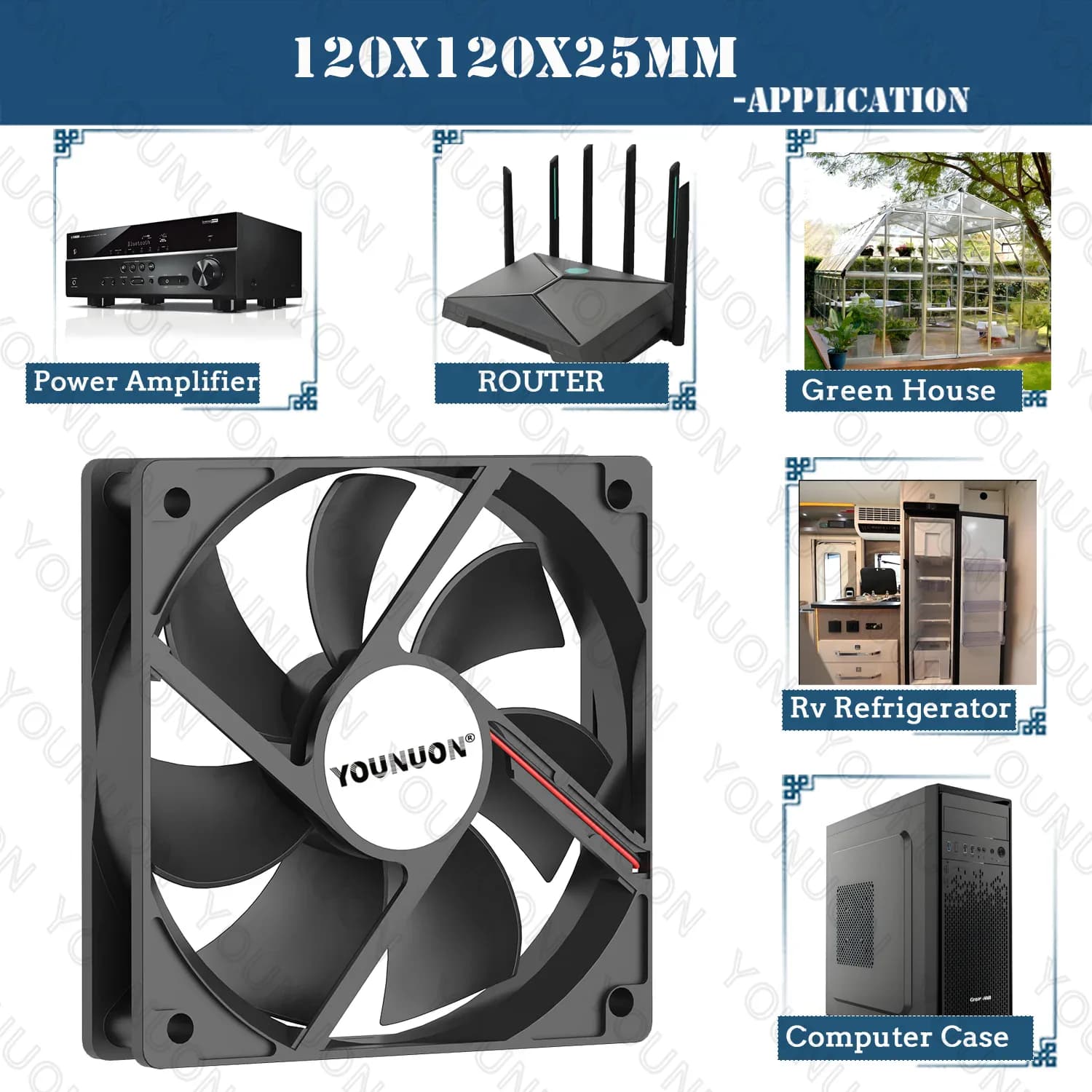 Double boule 120x120x25mm ventilateur de refroidissement DC