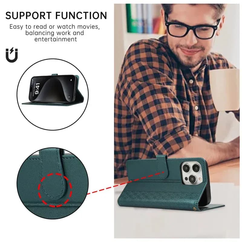 Étui portefeuille en cuir de luxe pour iPhone 17 Air 16 15