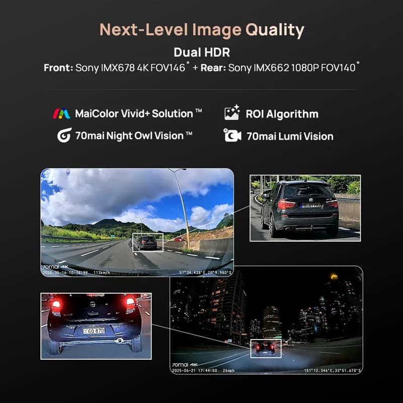 Caméra embarquée 70mai 4K A810S STARVIS2 avec capteur