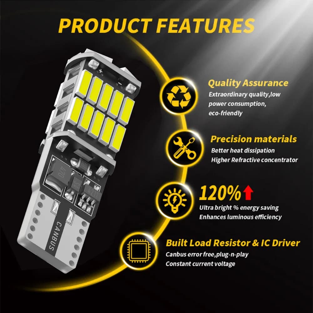 2/10 pièces T10 W5W T15 W16W voiture Led lumières Canbus