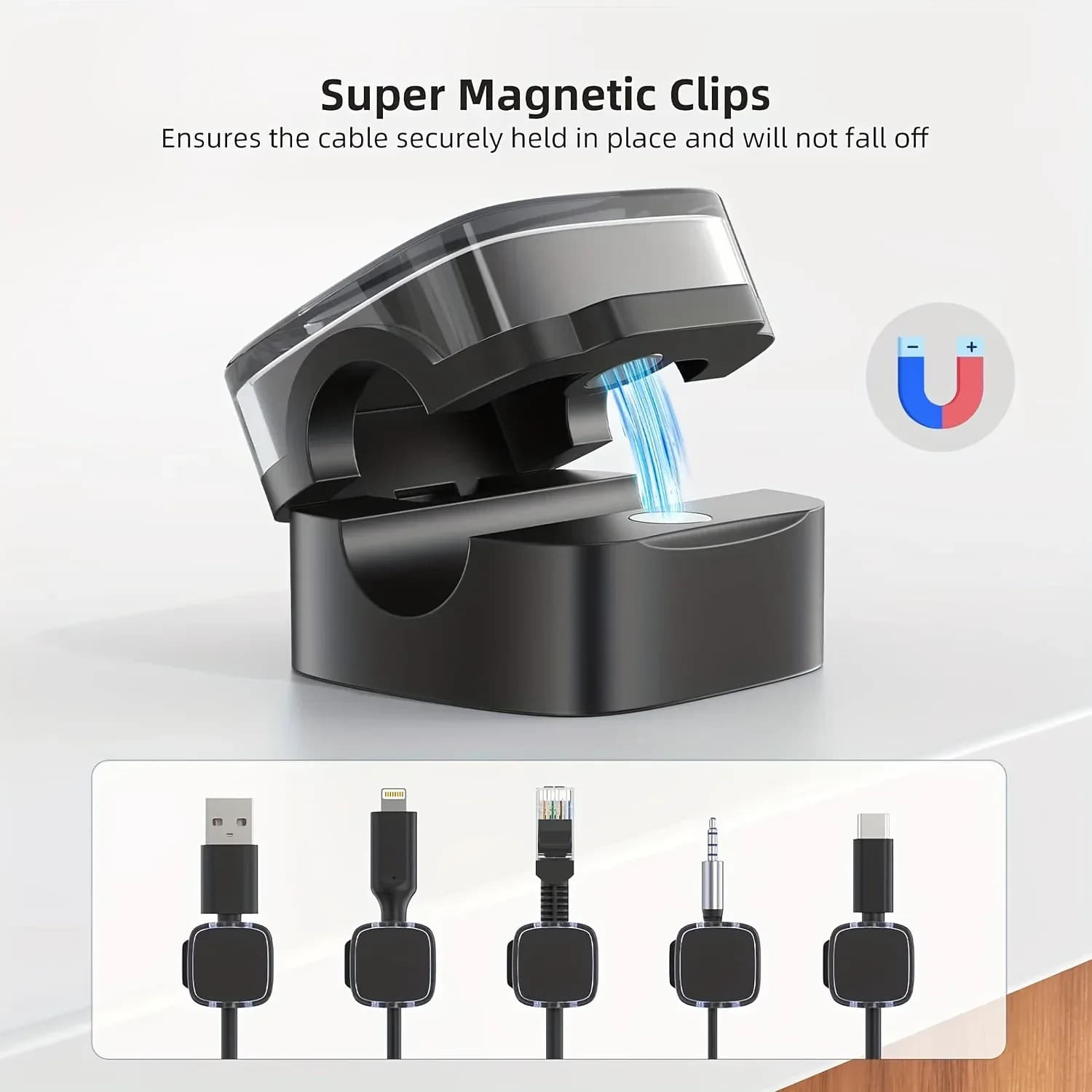VIKEFON 6 pièces Clips de gestion de câbles magnétiques
