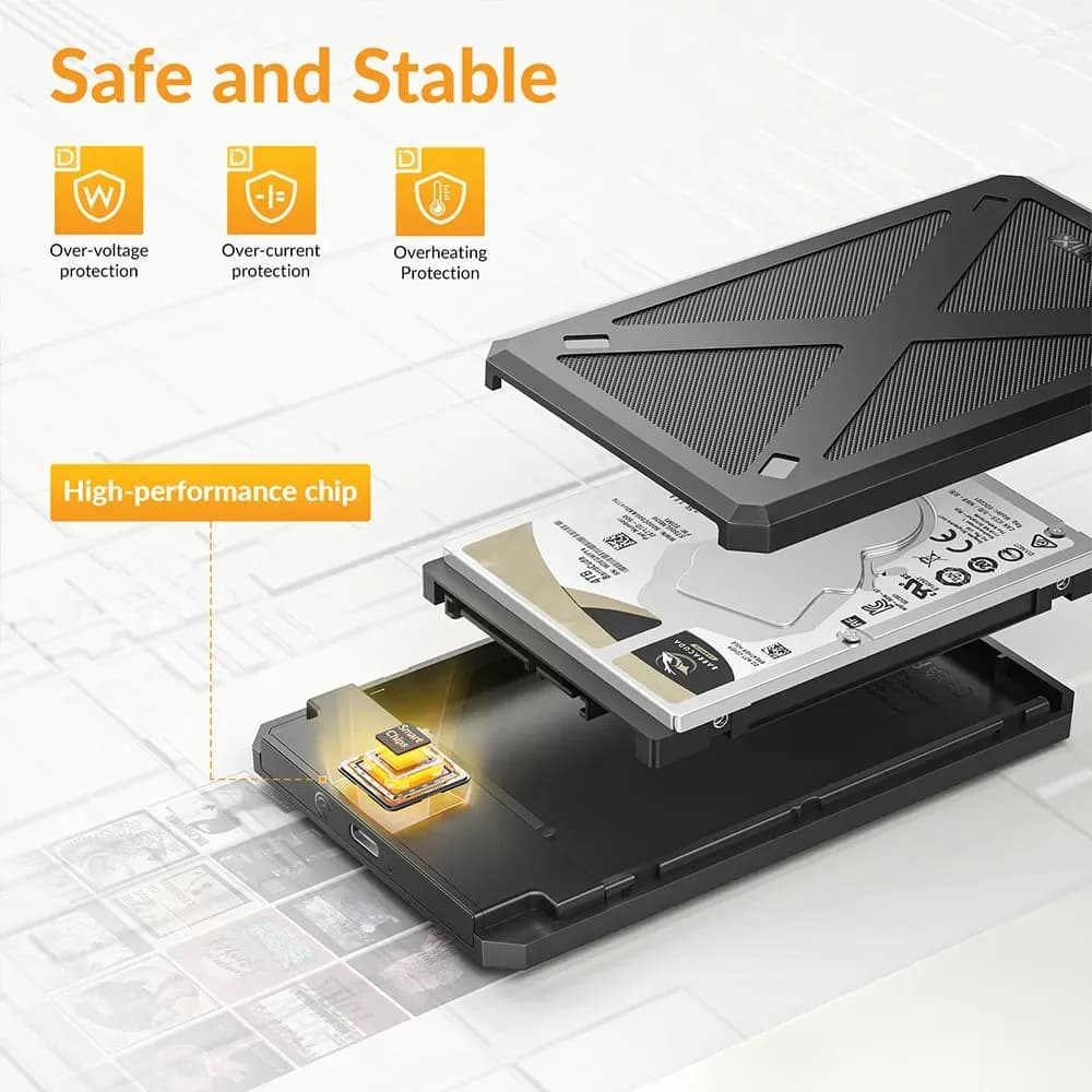 Boîtier de disque dur SATA 2, 5 pouces iDsonix USB 3.1 Type