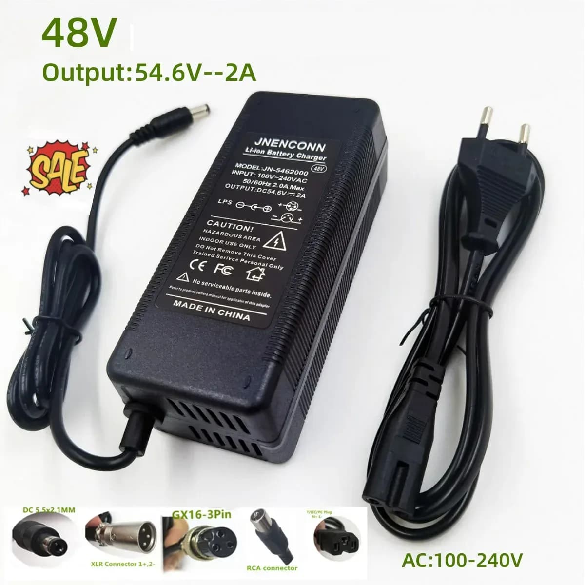Chargeur 54.6V 2A pour batterie 48V 13S trottinette