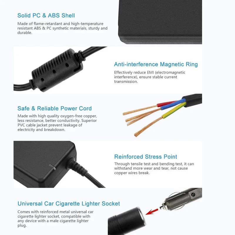 Adaptateur d'alimentation de voiture, convertisseur AC à DC