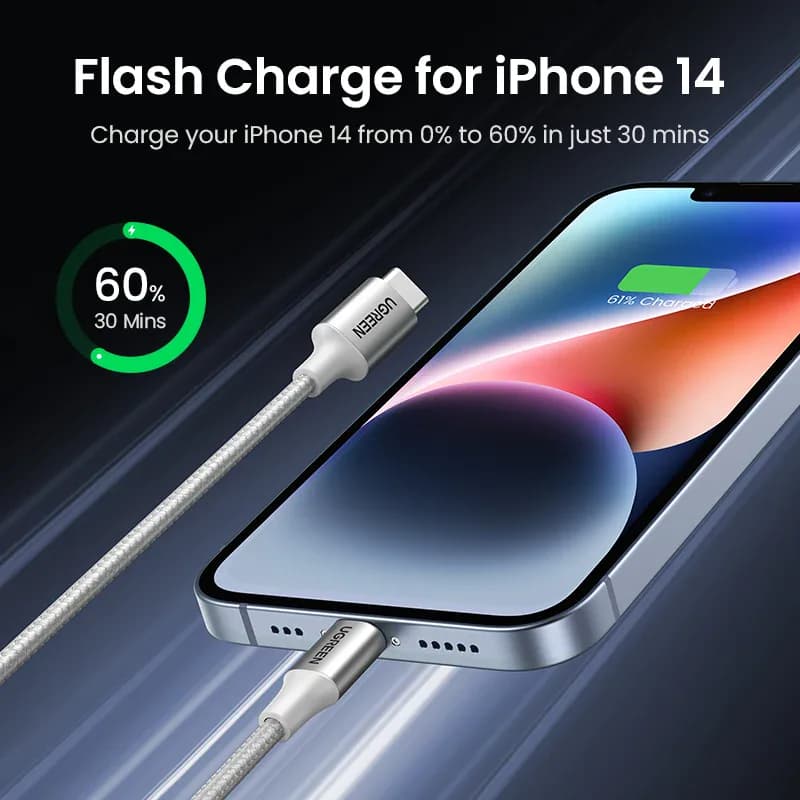 UGREEN – câble USB MFi 20/30W Type C vers Lightning, charge