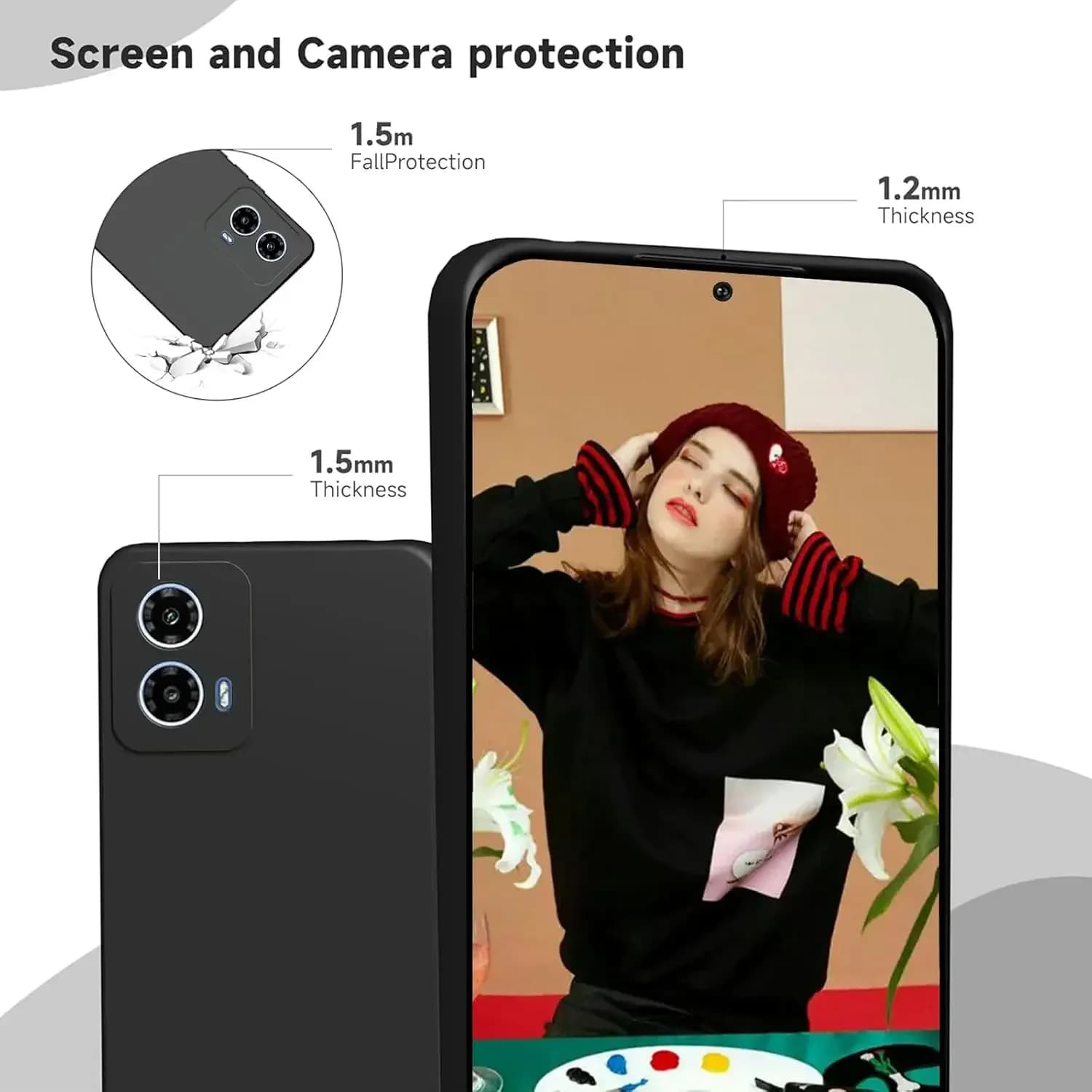 Coque en Silicone liquide Flexible pour Motorola Moto G05