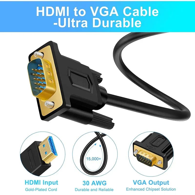 SHULIANCABLE-Câble HDMI vers VGA, prise en charge 1080P