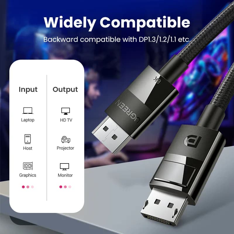 UGREEN 8K DisplayPort Câble pour TV Xiaomi 4K 144Hz DP 1.4