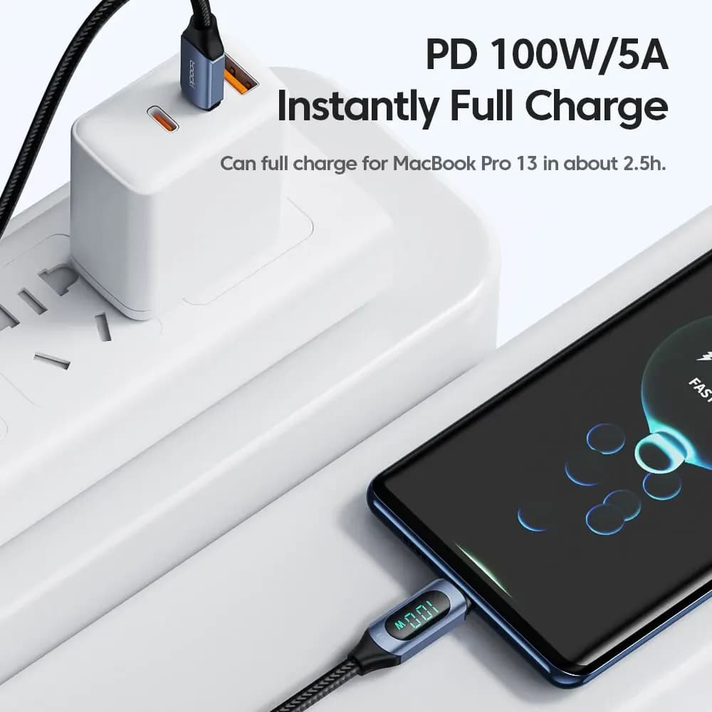 Toocki-Câble de charge rapide de type C vers type C, 100W PD