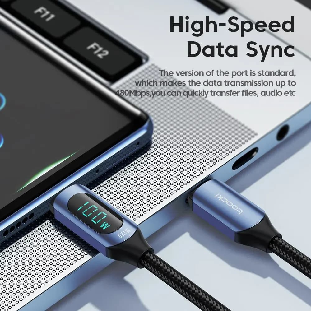 Toocki-Câble de charge rapide de type C vers type C, 100W PD