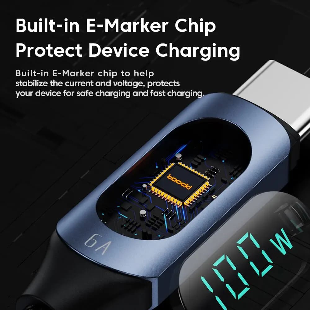 Toocki-Câble de charge rapide de type C vers type C, 100W PD