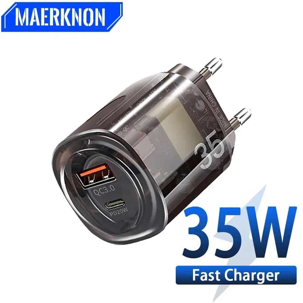 35W USB PD chargeur Transparent Mecha Charge rapide3.0