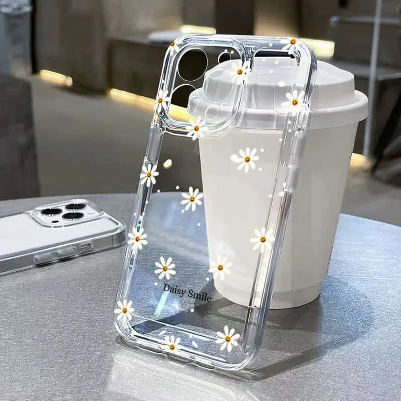 Coque de téléphone transparente à motif de fleurs de